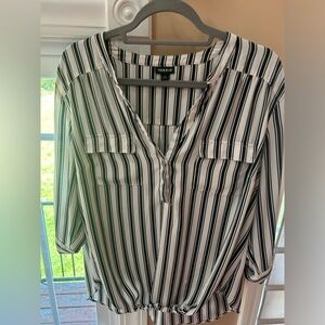 Torrid Striped Black and White Blouse